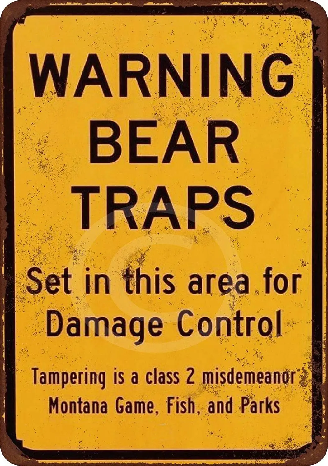 

Warning Bear Traps Montana Metal Plaque Vintage Tin Sign Wall Decor 20x30cm