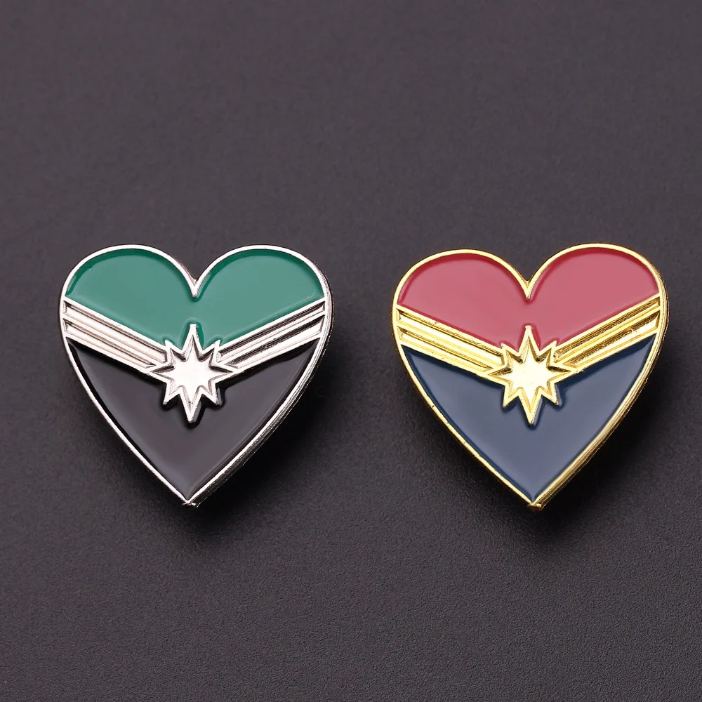 

Marvel Brooch Metal Avengers Captain Marvel Heart-shaped Logo Enamel Badge Personality Trend Couple Bag Jewelry Lapel Pins