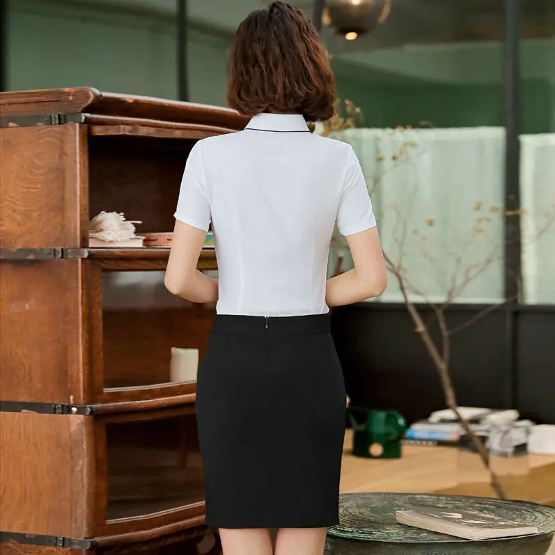 

Summer white-collar short-sleeved shirt small line professional dress female OL commuter fashion slim slim white blouse