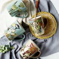 japanese hand painted large capacity creative coffee mug ceramic mug personality couple home water cup breakfast milk cup