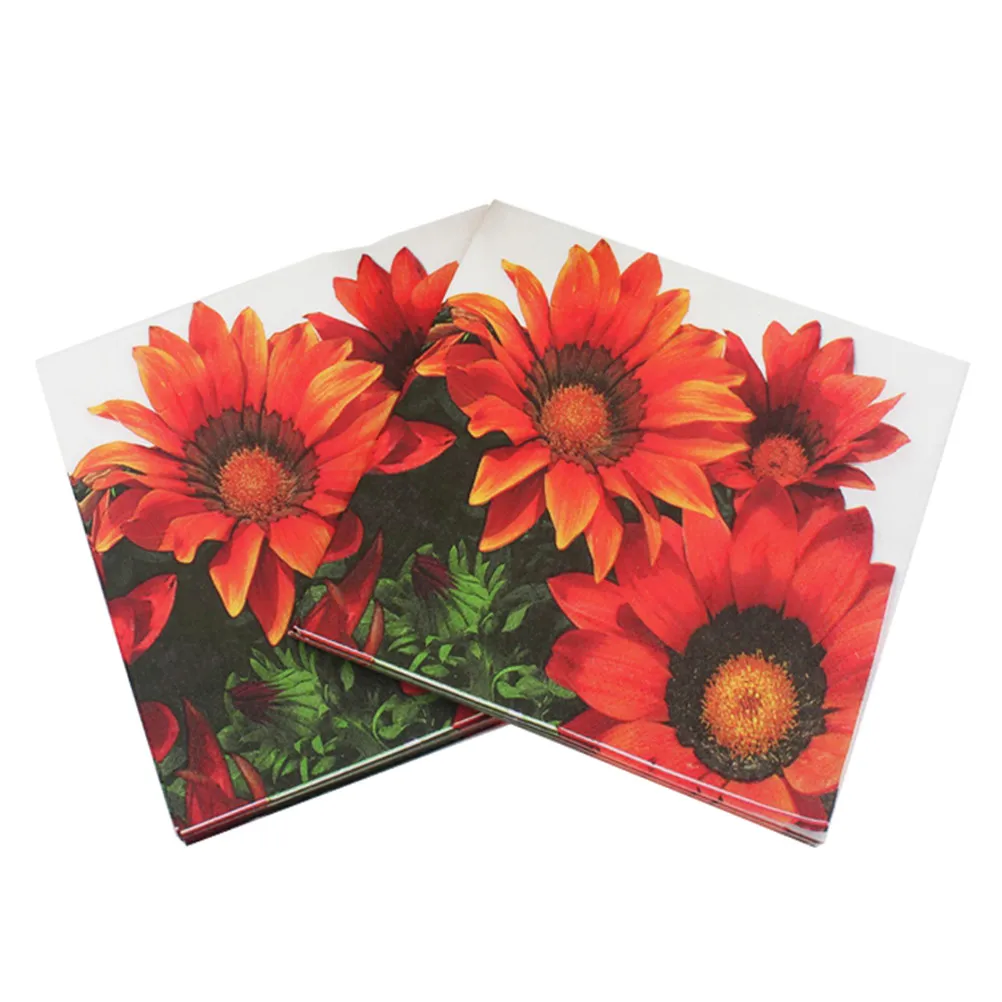 

20pcs/pack/lot Sunflower Paper Napkin Flower Para Festas & Party Supply Tissue decoupage Servilleta 33*33cm