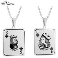 personalized lucky ace of spades necklace poker pendant for men stainless steel king queen playing cards necklaces custom photo