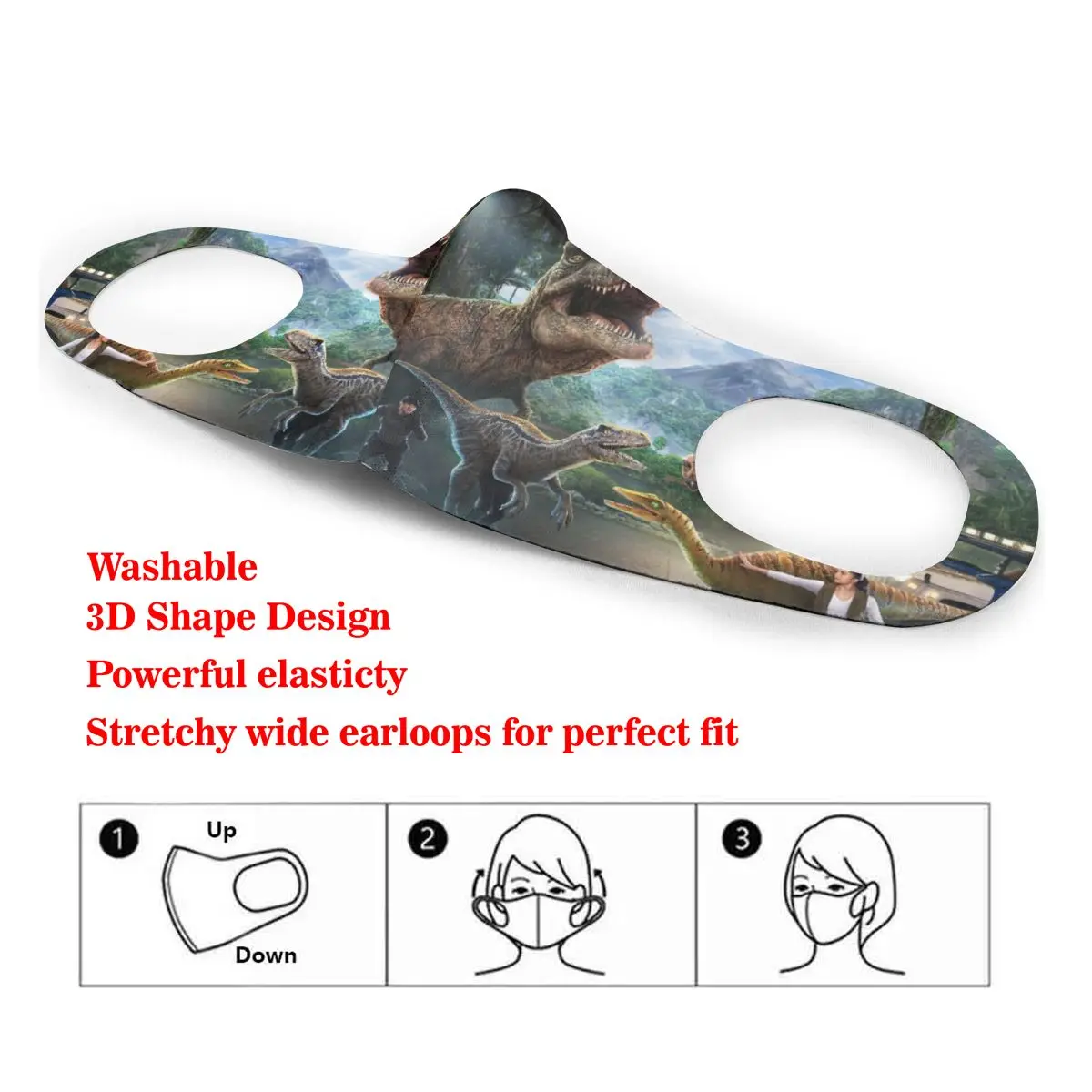 

Mouth Mask Jurassic Period Adventure Dust Face Masks Cover Washable & Reusable for Adult Student Kids