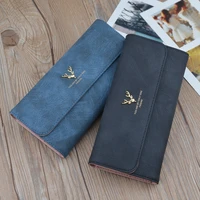 european and american fashion leisure womens purse with cover long solid color pu multi card position layered zero wallet
