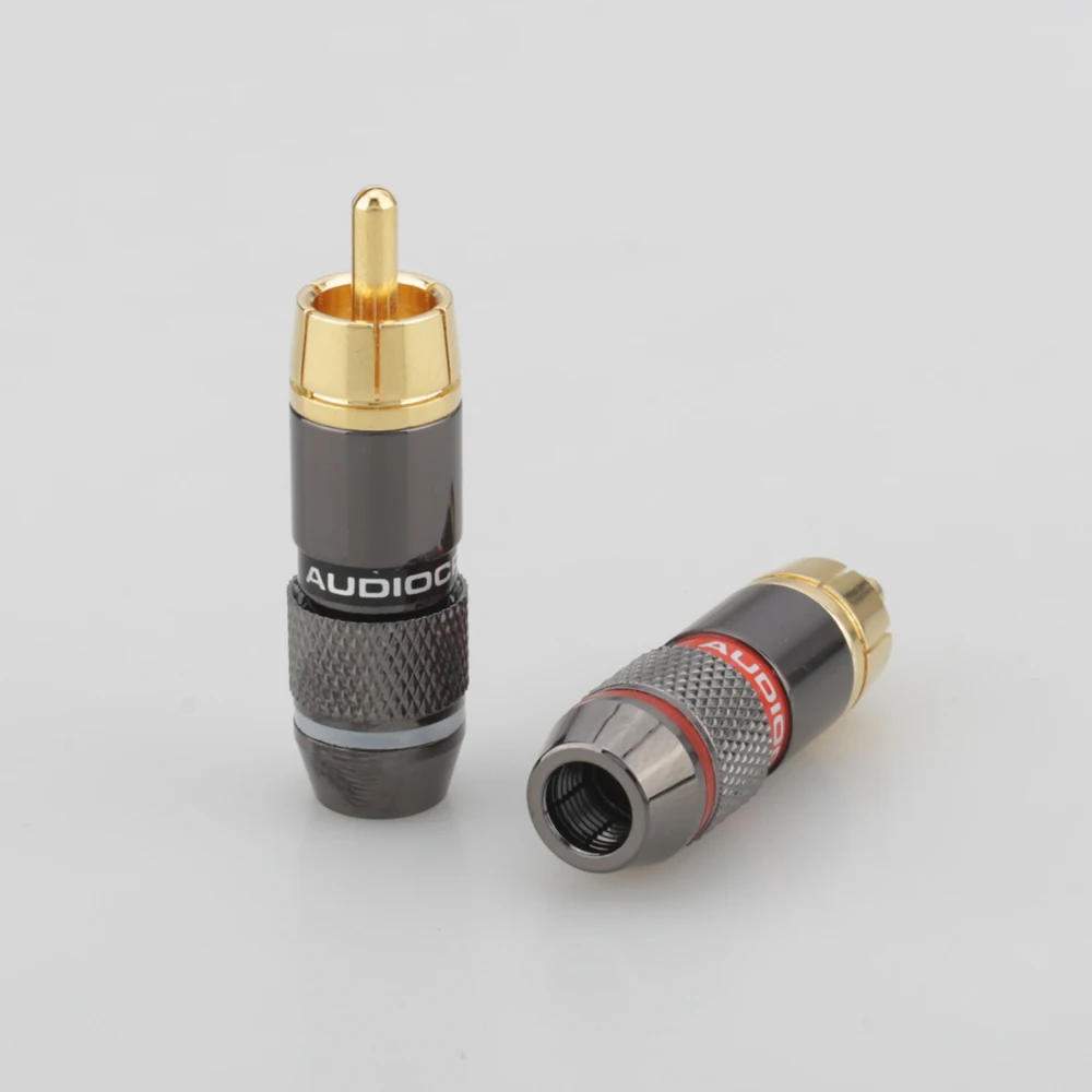 Hifi 8 шт. RCA разъем позолоченный 6 мм штекер двойной самоблокирующиеся разъемы для