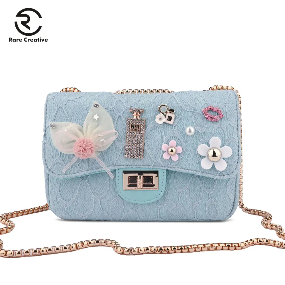 Редкая креативная женская сумка на плечо с кружевной цепочкой цветочным принтом