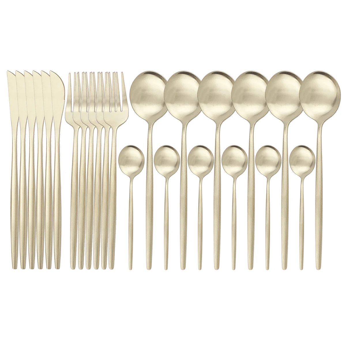 Набор столовых приборов цвета шампанского из нержавеющей стали 24/48 шт.|Наборы