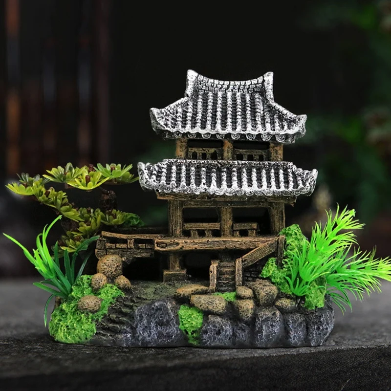 Artificial Hill House Decoration Exquisite Landscape Resin Crafts For Aquarium Fish Tank Accessories | Дом и сад
