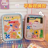 cute pvc waterproof laptop bag kawaii korea cartoon tablet sleeve case storage 11 inch inner bag pink blue transparent ipad case