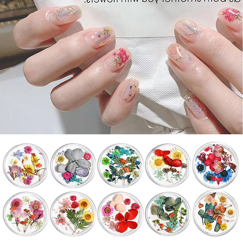 

ANYLADY 1 Pcs Nail Accesoires 3d Dried Flower Nail Decoration Natural Floral Sticker Mixed Colors Dry Flower DIY Decals