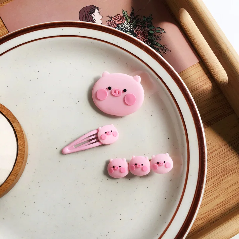 

Cartoon Cute Little Pig Hair Clips Woman Pink Korean Accessories