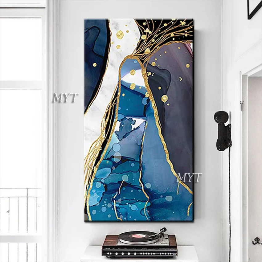 Текстурированная Золотая фольга на холсте ручная роспись Настенный декор