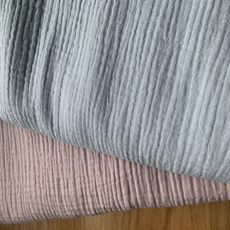 Натуральная хлопковая двойная марлевая ткань Crinkle ткань 135 см ширина 125 gsm для детской одежды постельные принадлежности ткань 100 метров CD03B