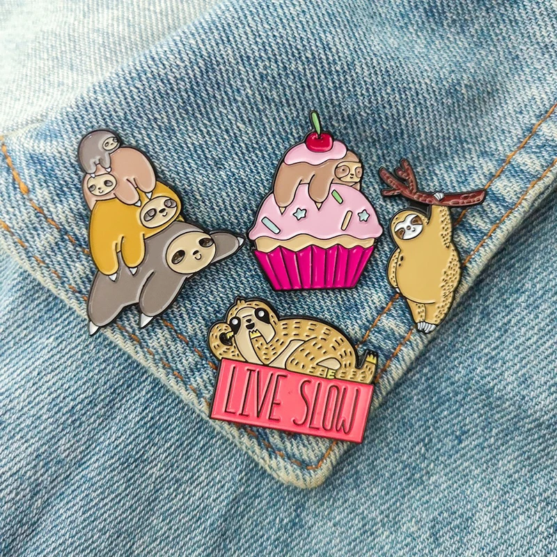 Спящие ленивецы коала милые животные для вечевечерние эмалированные значки