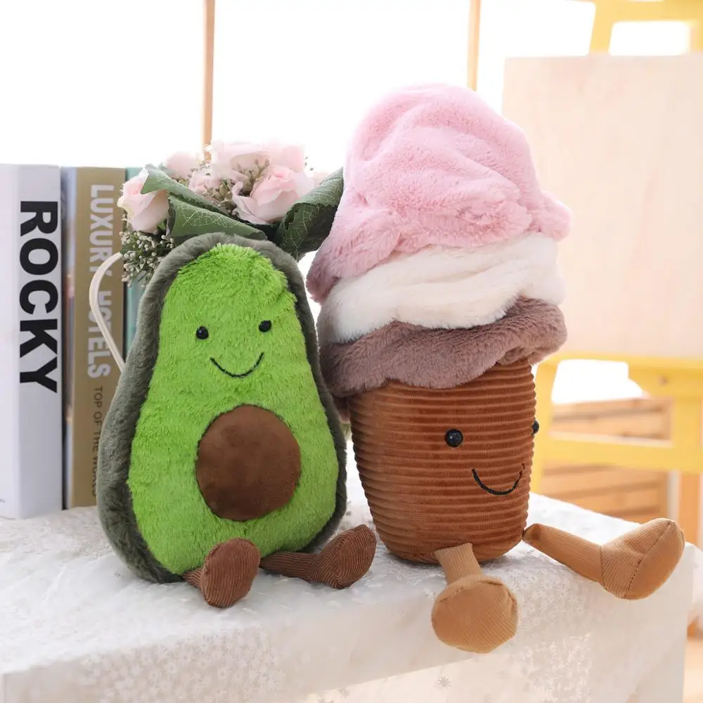 20-40cm Cute Avocado Mushroom Ice Cream Plush Toy Kawaii Cartoon Fruits Vegetables Soft Comfortable Doll Toys For Girls Boys | Игрушки и