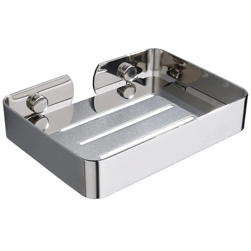 

Soap Dish Holder Stainless Steel Draining Soap Box Self-Adhesive No Drilling For Toilet Bathroom Shower Mirror Polishing