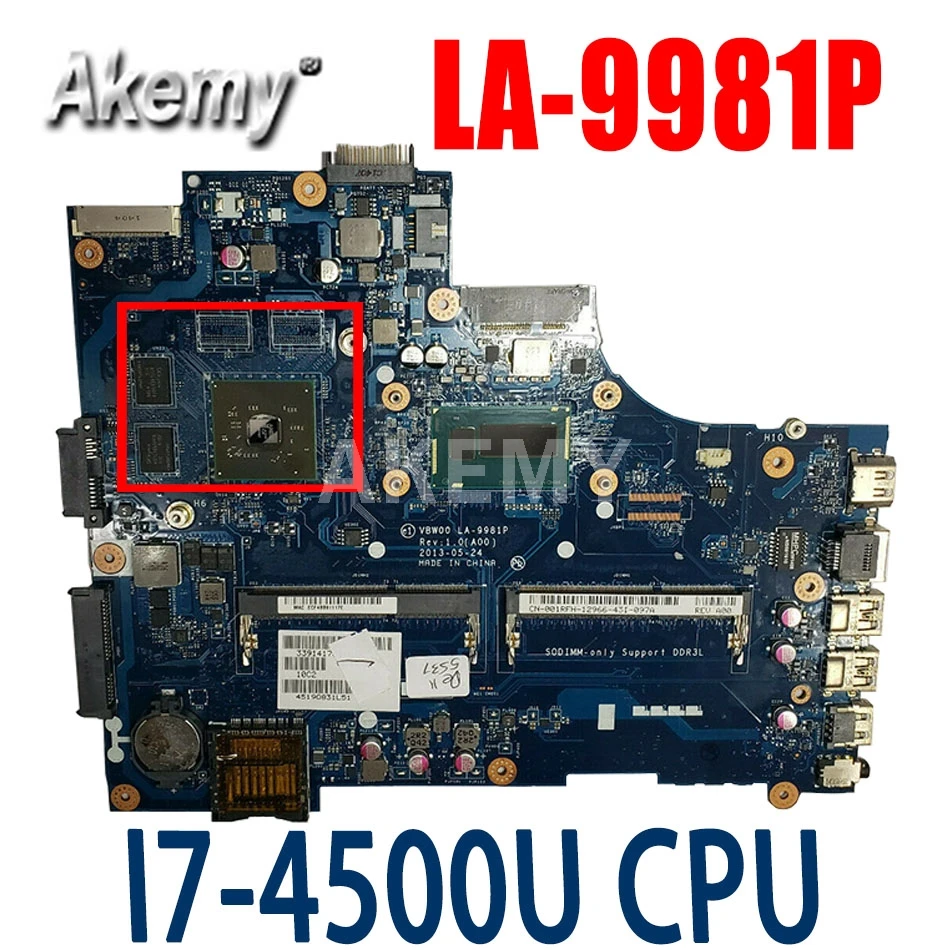 

VBW00 LA-9981P для DELL Inspiron 15R 5537 CN-001RFH 001RFH материнская плата для ноутбука Radeon HD8670M SR16Z I7-4500U
