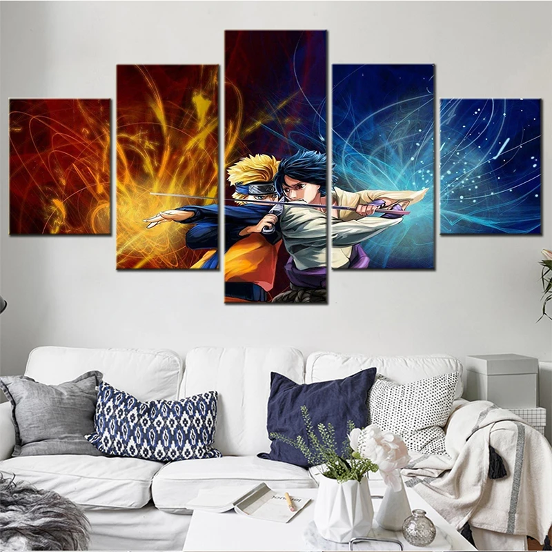 

5 Piece Canvas Wall Art Pictures Japanese Anime Figure Poster Modular Wall Pictures for Kids Room Decor Bedroom Wall Painting