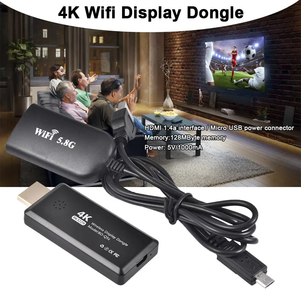 4K 2,4G/5G беспроводной четырехъядерный чип с Mara экран ТВ приемник с экраном ключ поддержка хромированной проекции Wi-Fi дисплей ключ