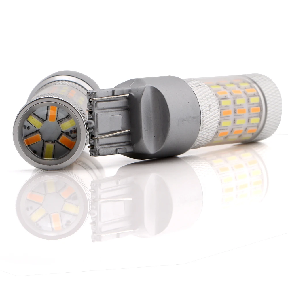 2 шт. 12 В T20 7443 лампочка 60 SMD белый и янтарный Двойной Функция 4014 светодиодный лампочка Автомобильная стоп сигнальная лампа обратный конец лампы передние поворотные