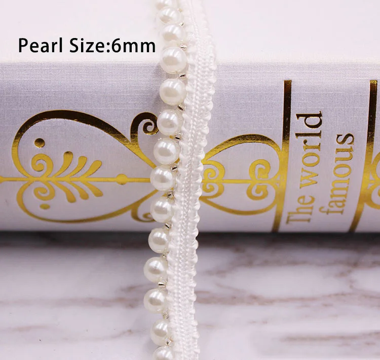 5 ярдов белая жемчужная отделка из бисера кружевная лента для платья ткань сделай