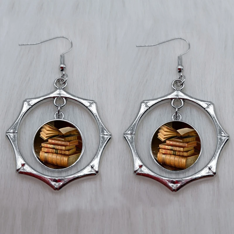 Серьги-книжки в ретро стиле для влюбленных ювелирные украшения весы книжные