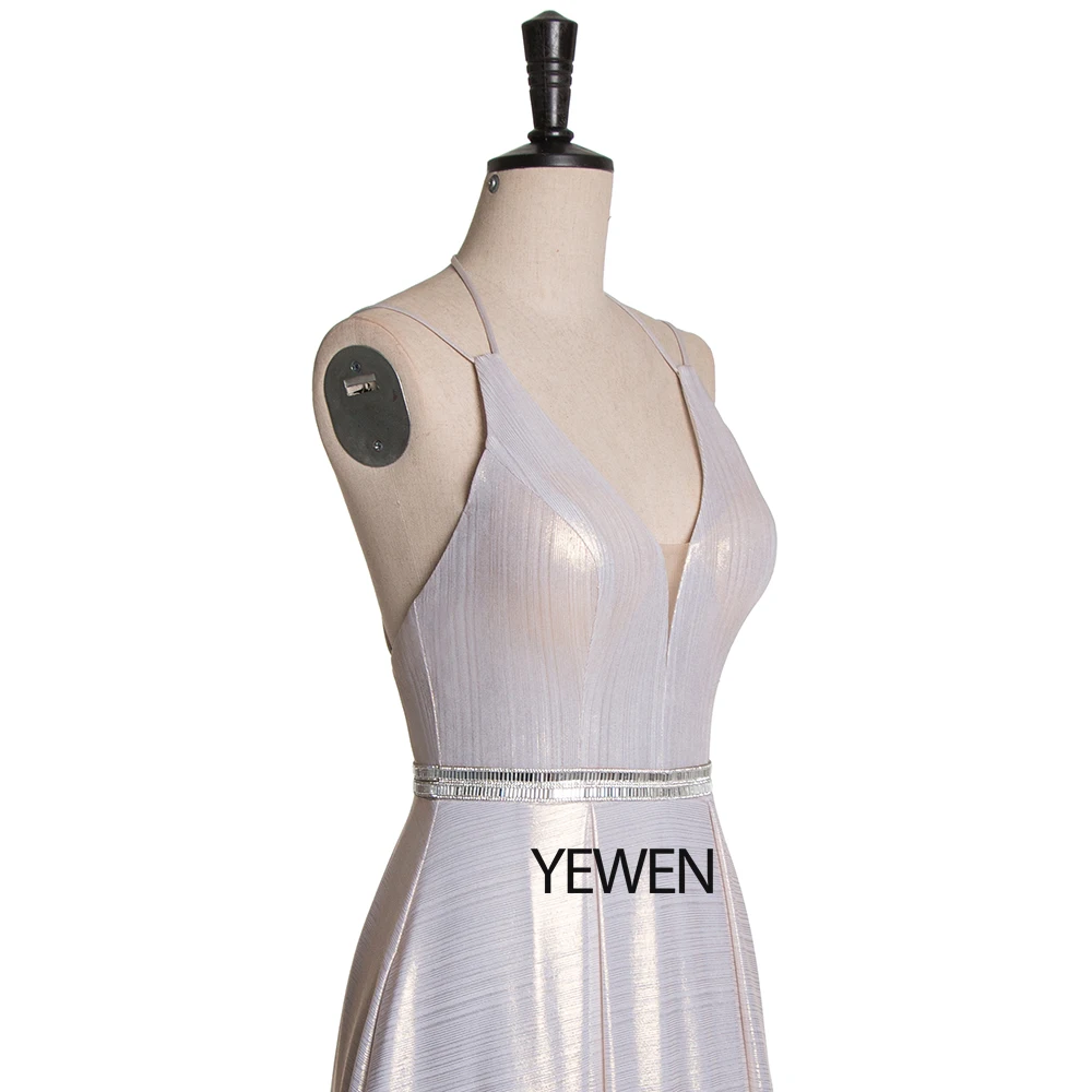 Sexy Sparkle Prom Dresses V-Neck Sleeveless Elegant Tencle Evening Party Gowns For Womens LT3512-1 Vestidos Gala Largos | Свадьбы и
