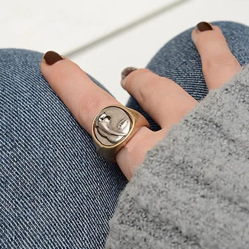 Винтажные большие круглые кольца с преувеличенным портретом индивидуальные