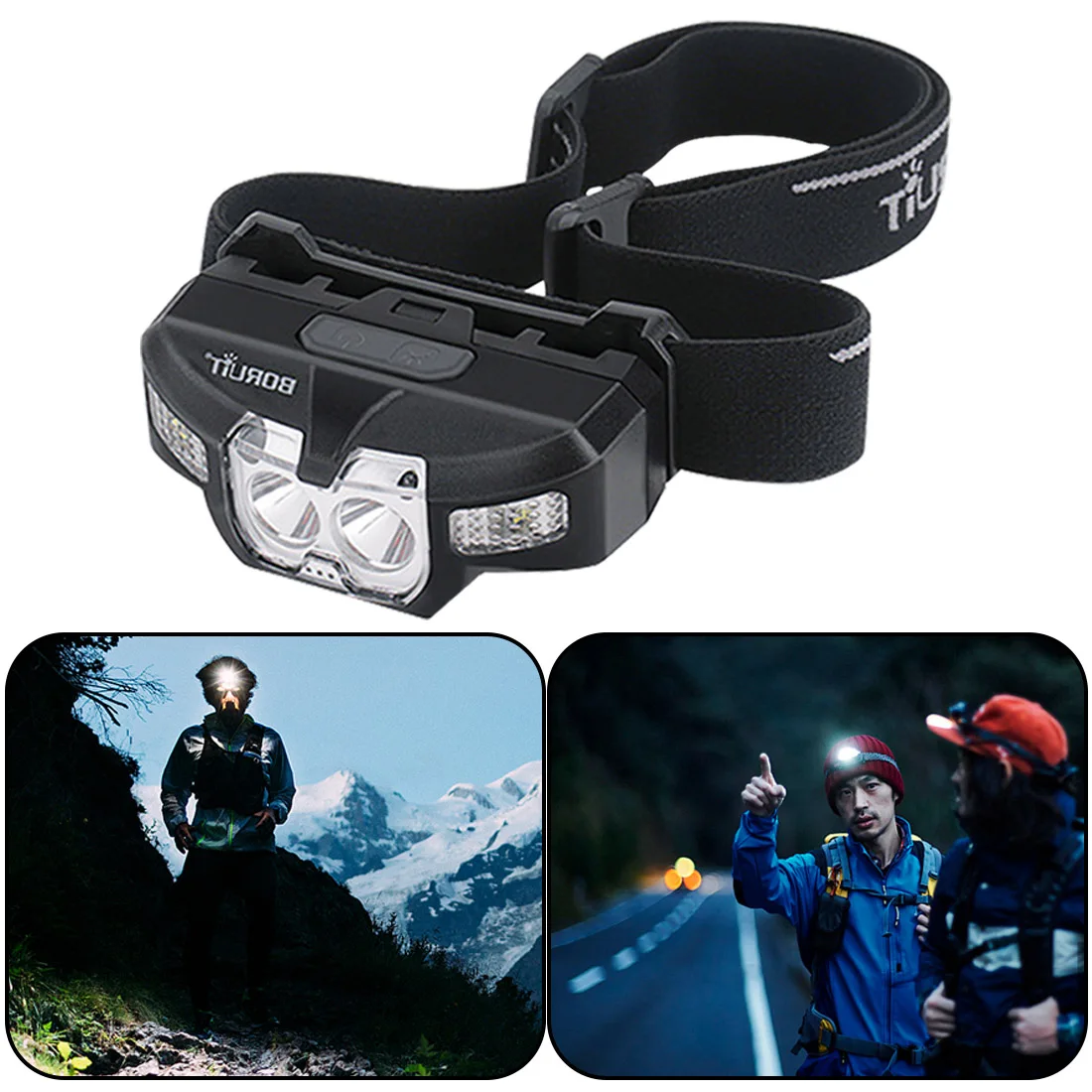

BORUiT 2*XP-G2 Red LED Mini Headlamp 5-Mode Headlight IR Motion Sensor Rechargeable Waterproof Head Torch for Hunting