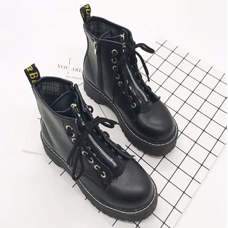 Женские ботильоны из искусственной кожи на плоской подошве с молнией