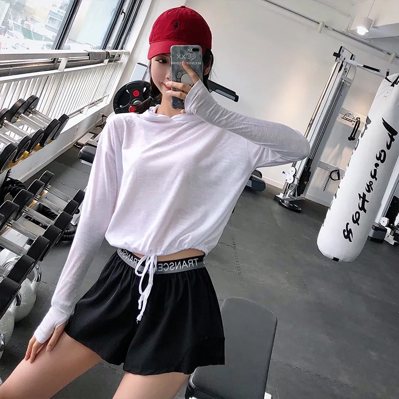 Annerun футболка с капюшоном женская спортивная блузка коротким пупком длинным