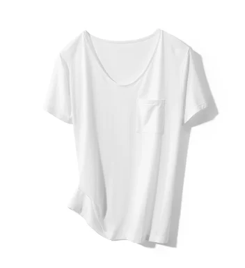 

hanNEW Round neck short sleeve T-shirt women's summer cotton double-sided mercerized solid color versatile loose bottoming shirt