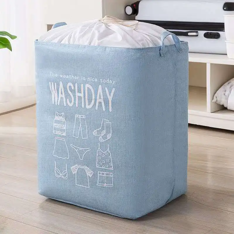 

Large Capacity Cotton Linen Bundle Mouth Storage Bag Portable Waterproof Clothes Quilt Moving Packing Bag Storage Basket ZH352