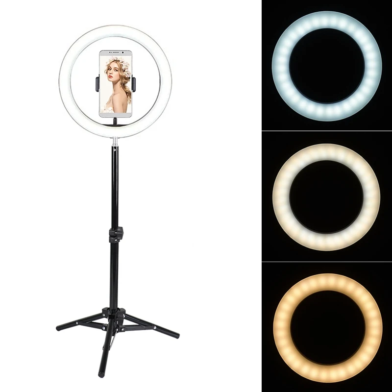 

Dimmable LED Ring Light with Tripods Stand Phone Holder Desk USB Selfie Light Ring Lamp Ringlight for Makeup Youtube TikTok Vlog