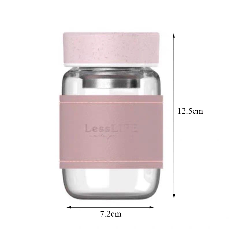 

Creative Simple Glass Water Bottle With Stainless Steel Filter Tea Infuser Travel Portable Drinking Tumbler For Coffee Tea