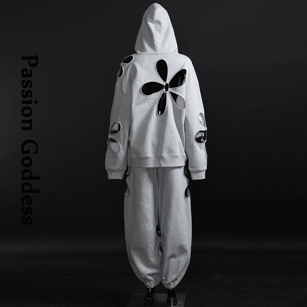 Женские спортивные костюмы из 2 предметов толстовка с вырезом в виде лепестков