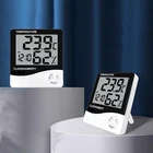 Метеостанция с термометром и гигрометром, электронный цифровой измеритель температуры и влажности с ЖК дисплеем, для дома и улицы, часы
