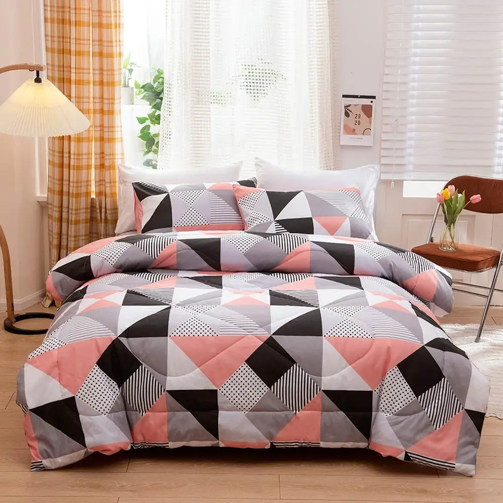 

Svetanya Geometric Thick Plaid Blanket USA Full Double Queen King Size Comforter Set (Quilt+Pillowcase)