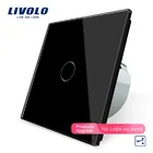Настенный выключатель Livolo с европейским стандартом, VL-C701S-12,1 комплект, двухстороннее управление, панель из хрустального стекла, переключатель сенсорного экрана для настенного светильника