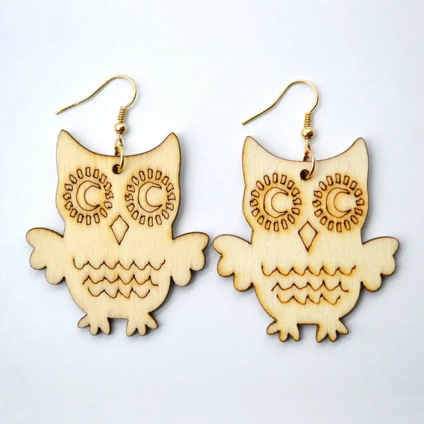 Женские деревянные серьги в виде совы кота медведя | Украшения и аксессуары
