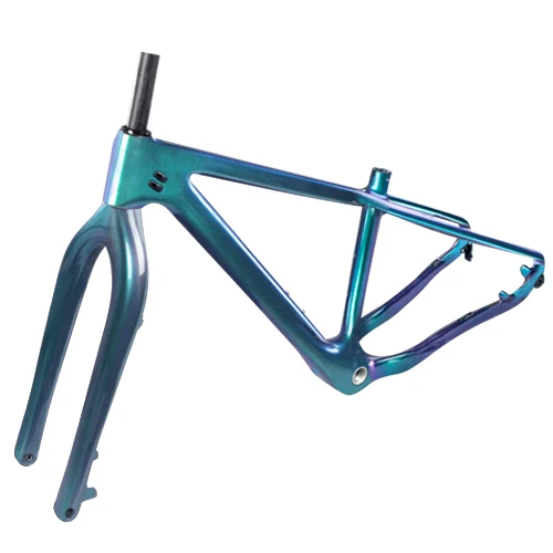 Chameleon blue T800 карбоновая рама для снежного жира 1-1/8 to1-1/2 коническая рама 31,6 мм Подседельный штырь рама+ вилка ось через заднюю часть и крюк задний обмен - Цвет: Chameleon blue