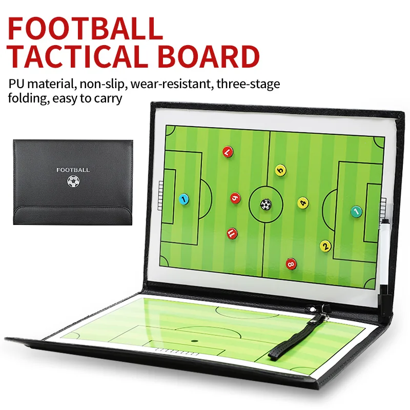 

Foldable Magnetic Tactic Board Soccer Tactical Board Football Training Tactics Clipboard Leather Useful Teaching Tactical Board