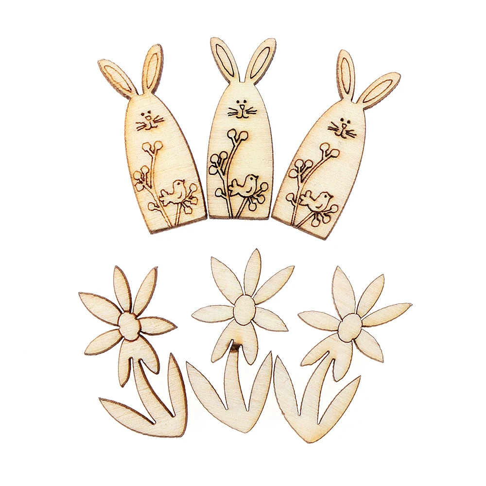 50 шт. Лазерная Резка деревянных Happy 2020 Пасхальный Кролик пасхальные яйца