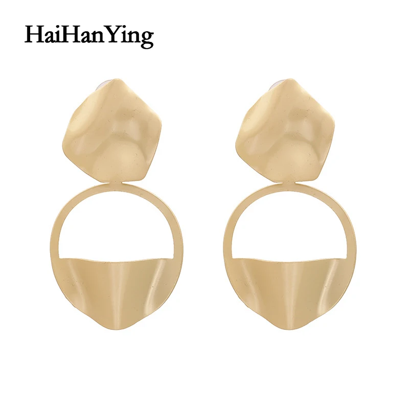 

New Matte Mirror Geometric Ladies Earrings Exaggerated Super-large Fog Gold Drop Earrings Luxury Jewelry
