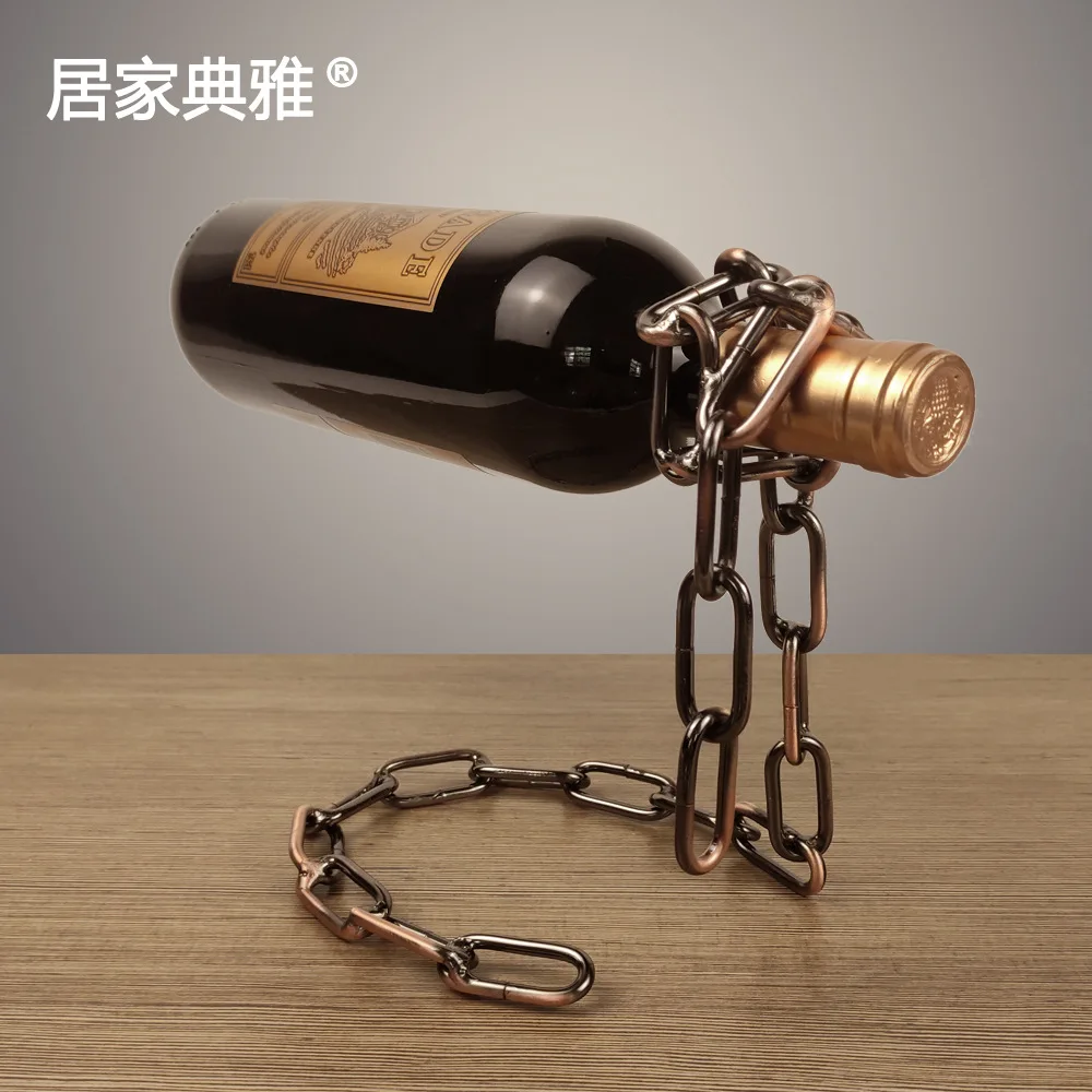 

Huidian Craft Magic Suspended Iron Chain Wine Rack Metal Chain Bracket Crafts Personality Creative Home Furnishing Decoration