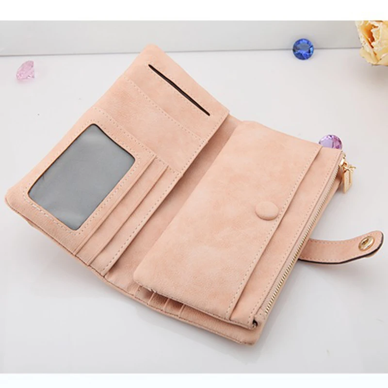 Женские кошельки для монет корейский длинный винтажный кожаный женский чехол на