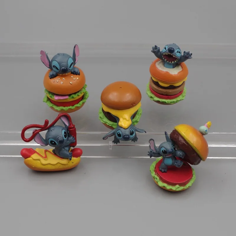

Disney 5piece 5cm Burger Stitch figure toys cute hamburger Lilo & Stitch figures collection toys