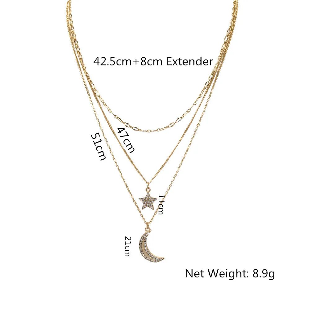 2019 Новое поступление золота Цвет покрытие блестящие подвеска Звезда Луна