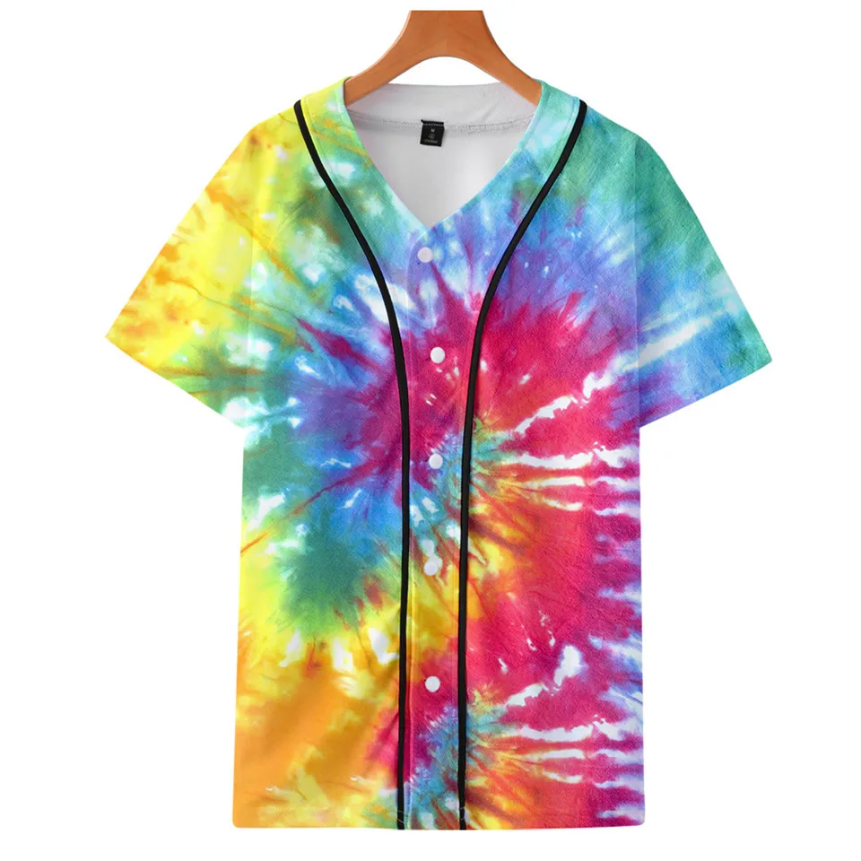 Бейсбольная Футболка для мужчин и женщин цветная психоделическая Пляжная