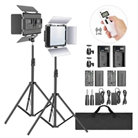 neewer studio camera photo light led video light panel kit with stand bi color 600 cri 96 led panellcd display video lighting